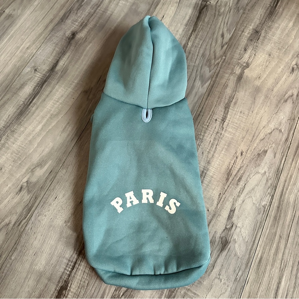 Dog one piece turquoise fleece hoodie. 
Size small  - Petcircle